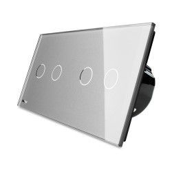 Intrerupator dublu + dublu Livolo vl-c702c702-15 cu touch din sticla Gri 