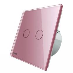 Intrerupator dublu cu touch Livolo vl-c702-17 din sticla Roz 