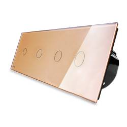 Intrerupator cu touch Livolo din sticla cu 4 intrerupatoare simple Auriu 