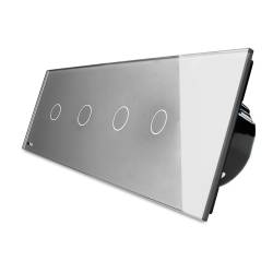 Intrerupator cu touch Livolo din sticla cu 4 intrerupatoare simple Gri 