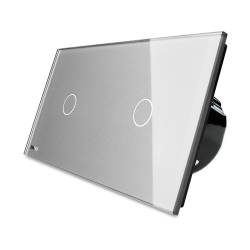 Intrerupator simplu + simplu Livolo vl-c701c701-15 cu touch din sticla Gri 