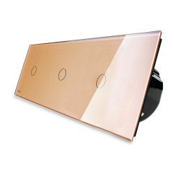 Intrerupator triplu Livolo vl-c701c701c701-13 cu touch din sticla Auriu 