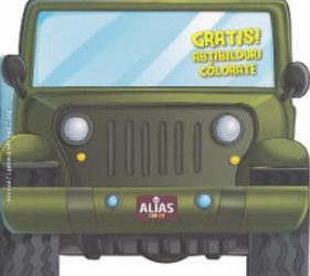 Jeep. Abtibilduri colorate + jucarie 