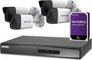 Kit camera de supraveghere Hikvision NK42E0H-1T(WD) 4 canale 1 x NVR 1 x HDD 1TB 