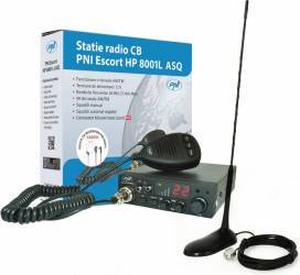 Kit Statie radio CB PNI ESCORT HP 8001L ASQ + Casti HS81L + Antena CB PNI Extra 45 cu magnet 