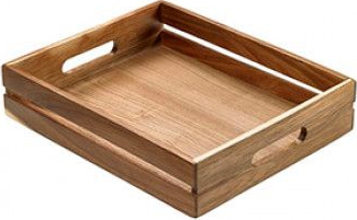 Ladita lemn LEONE prezentare servire cartofi prajiti aperitive din salcam 20x20x7cm 
