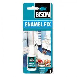 Lichid pentru repararea obiectelor deteriorate acoperite cu email si lac Bison Enamel Fix 20 ml alb 