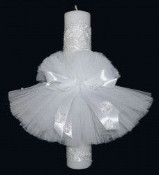 Lumanare stalp pentru botez bebelusi eleganta Little angel alb 