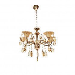 Lustra Julia 8019/5 schelet auriu metal sticla si cristal 5e14 inaltime ajustabila 