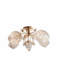 Lustra Julia 80105 rotund 5e27 schelet auriu abajur semitransparent cristal 