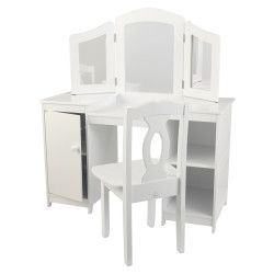 Masuta de toaleta si scaun Deluxe Vanity and Chair White - Kidkraft 
