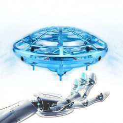 Mini drona OZN disc zburator interactiv cu senzori infrarosu lumina LED bleu 
