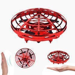 Mini drona OZN disc zburator interactiv cu senzori infrarosu lumina LED rosu 