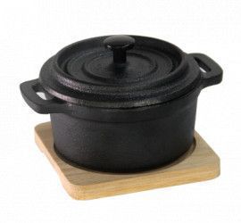 Mini oala rotunda fonta cu suport RAKI 10x13cm 