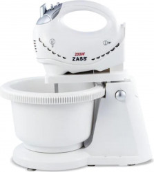 Mixer cu bol Zass ZHM 05BB 200W 5 viteze functie Turbo tocator bol rotativ Alb 