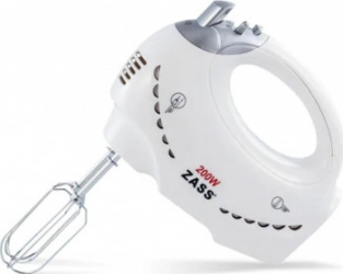 Mixer de mana Zass ZHM 05B 200W 5 viteze functie Turbo tocator Alb 