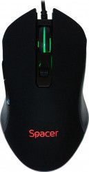 Mouse Gaming Spacer USB optic 2400dpi 6 butoane iluminare RGB Negru