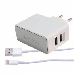 Incarcator Retea Procell Dual USB 2.1 A + Cablu MFI iPhone 5 5S 6 