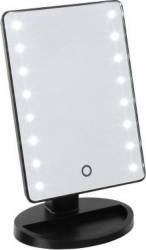 Oglinda iluminata DomoClip DOS153 cu senzor 16 LED-uri Baza cu depozitare de bijuterii Negru 