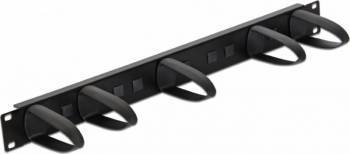 Organizator de cabluri Delock 19inch 1U universal Negru 