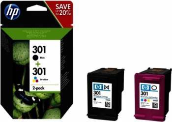 Pachet 2 cartuse HP 301 Negru + Tri-color 