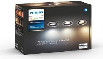 Pachet 3 spoturi incastrate LED RGB inteligente Philips Hue Milliskin Bluetooth GU10 3x5.7W 750 lm lumina alba Aluminiu 