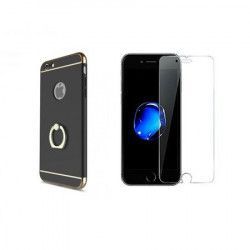 Pachet husa protectie si inel pentru iPhone 7 Negru folie protectie fata-spate 