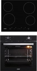 Pachet Samus Cuptor incorporabil SC621G4 81L 2000W Negru + Plita electrica PSVE-64BG3 Vitroceramica 4 zone Touch Control Timer Black