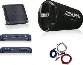 Pachet Subwoofer Alpine SWT-12S4 + Amplificator BBX-T600 + Kit cabluri ACV 10mm 300W 30cm 2 canale 