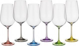 Pahare BOHEMIA CRISTAL RAINBOW pentru vin rosu set 6 buc 350ml 