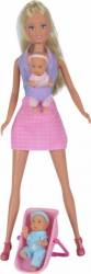 Papusa Simba Steffi Love 29 cm Babysitter cu 2 bebelusi si accesorii 