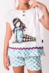 Pijama copii cu tricou Gorjuss - Sitting Pretty scurta bumbac 10 ani 