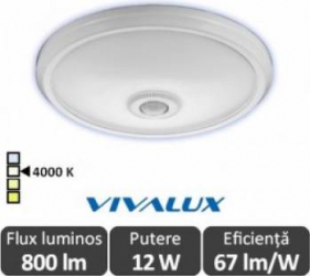 Plafoniera LED cu senzor de miscare LEDA LED SR36 12W 800 lm 4000K lumina neutra 220-240W 5060Hz 