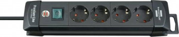 Prelungitor Brennenstuhl 154781 Premium-Line 4 prize 1.8m intrerupator Negru 