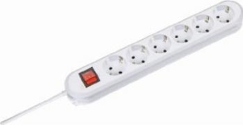 Prelungitor cu intrerupator Bachmann 6 prize Schuko 5m Alb