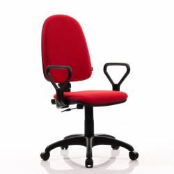 Scaun ergonomic CONFORT 50 LUX baza PP contact permanent brate fixe stofa Rosu QMOBILI 