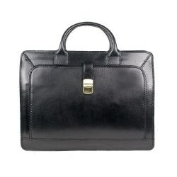 Servieta office din piele naturala neagra 