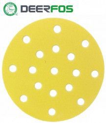 Set 100 buc DEERFOS CA331 GOLD diametru 150 mm 15 gauri granulatie 40 disc abraziv de slefuit prindere arici tip scai/velcro 