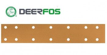 Set 100 buc DEERFOS CA331 GOLD dimensiuni 70x420 mm 14 gauri granulatie 180 fasii abrazive coli de slefuit prindere arici tip scai/velcro 