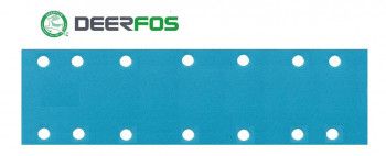 Set 100 buc DEERFOS SA331 BLUE dimensiuni 70x420 mm 14 gauri granulatie 100 fasii abrazive coli de slefuit prindere arici tip scai/velcro 