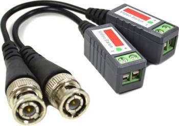 Set 2 Adaptori CCTV PNI 201C Video Balun Pasiv BNC pe fir 600m pt. cablu CAT5 
