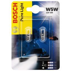 Set 2 Becuri auto auxiliare cu halogen Bosch W5W Pure Light 12V 5W 