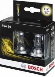 Set 2 becuri auto cu halogen pentru far Bosch H7 12V 55W PX26d Plus 90 