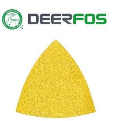 Set 50 buc DEERFOS CA331 GOLD 79x79x79 mm fara gauri granulatie 800 triunghi delta abraziv de slefuit prindere arici tip scai/velcro 