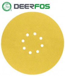 Set 50 buc DEERFOS CA331 GOLD diametru 225 mm 8 gauri granulatie 400 disc abraziv de slefuit prindere arici tip scai/velcro 