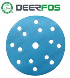 Set 25 buc DEERFOS SA331 BLUE diametru 150 mm 15 gauri granulatie 1000 disc abraziv de slefuit prindere arici tip scai/velcro 