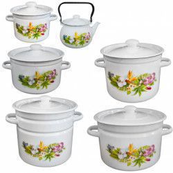 Set 5 oale AVANTA emailate 2L 3L 5 5L 9L 12L cu ceainic emailat 2L 
