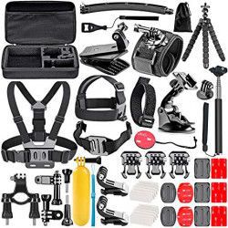 Set 57 accesorii EXA pentru camere video de actiune de tip GoPro Hero SJCAM EKEN Ausek geanta transport inclusa 