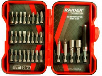 Set biti si adaptoare pentru surubelnita Raider 157792 29 piese 
