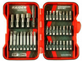Set biti si adaptoare pentru surubelnita Raider 157793 37 piese 